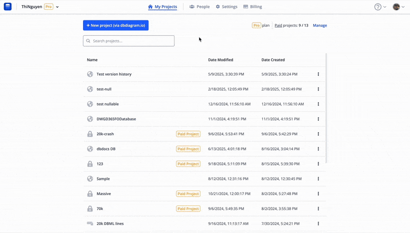 create-project-via-dbdiagram